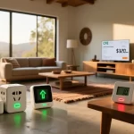 Dispositivos inteligentes certificados NOM ahorrando energía en hogar mexicano
